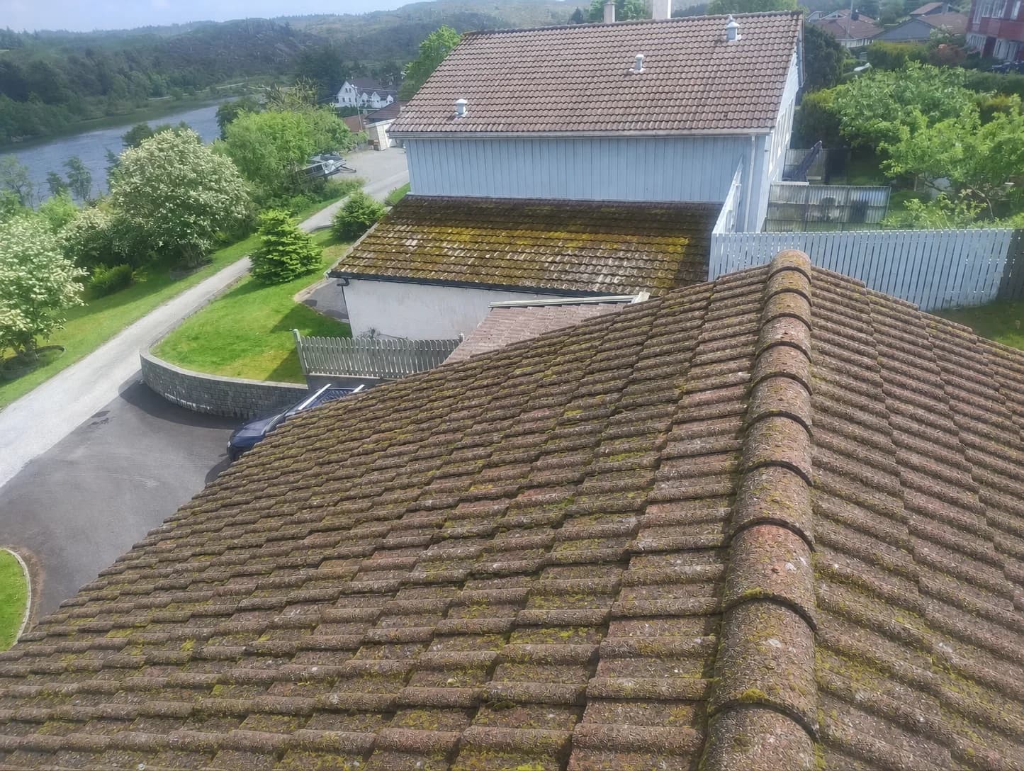 Faded concrete tiles before painting